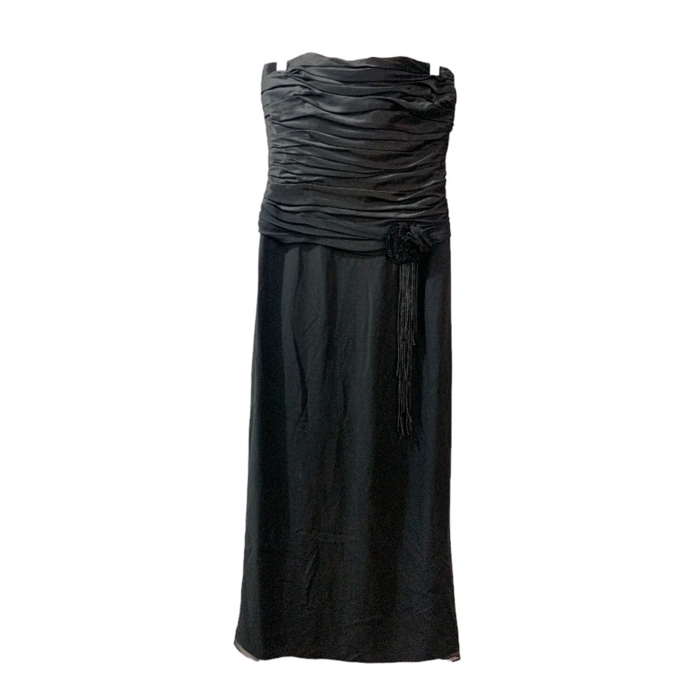 Kay Unger 100% Silk Dress Black 12 Beading Ruching Lined Plazacore Evening Party